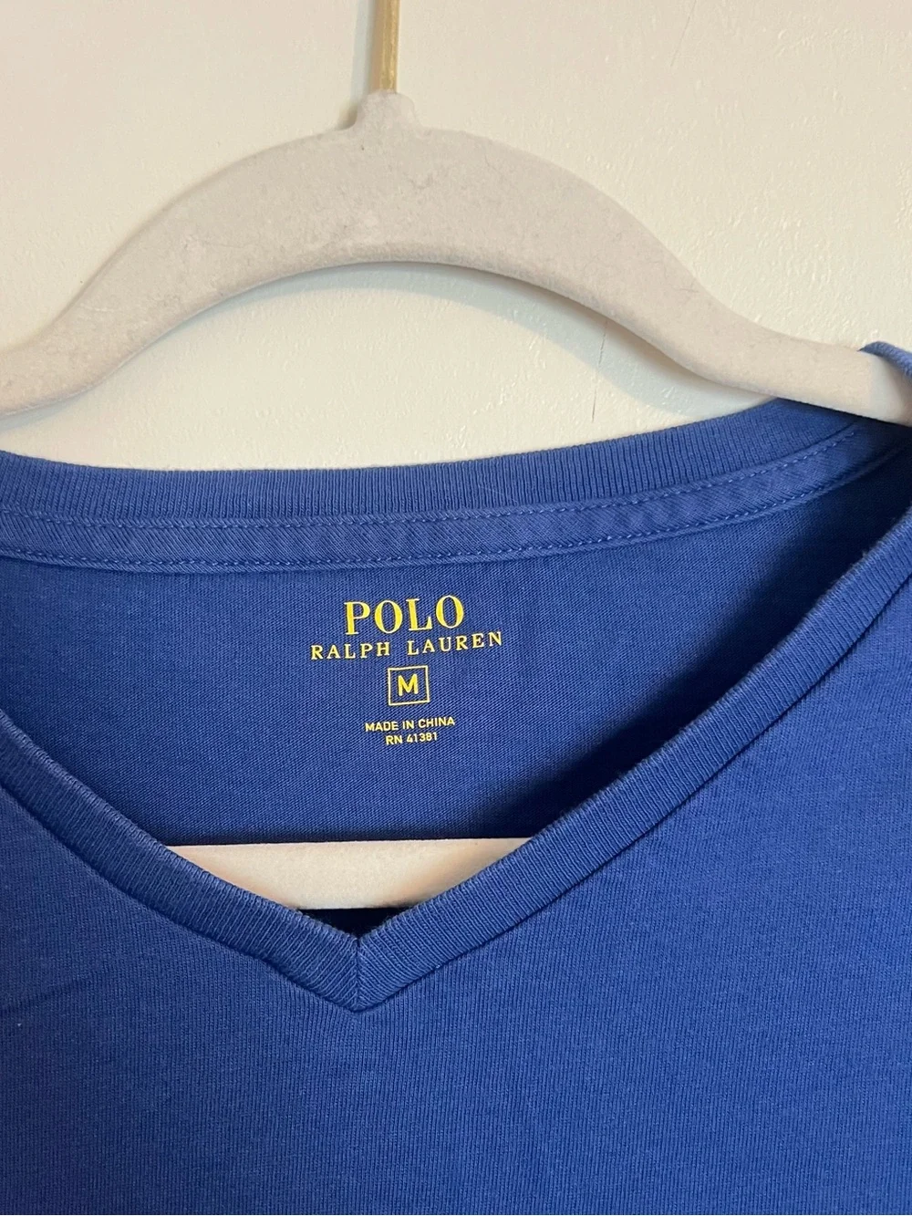 Polo by Ralph Lauren V-Neck Tee in Royal Blue with Yellow Pony